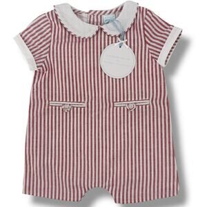 Edgehill Collection X The Broke Brooke Stripe Jon Jon Romper Boys Sz 12 Mos